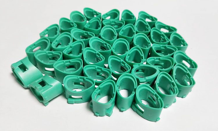 Blue injection molded part